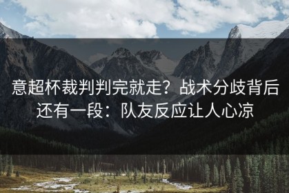 意超杯裁判判完就走？战术分歧背后还有一段：队友反应让人心凉
