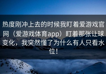 热度刚冲上去的时候我盯着爱游戏官网（爱游戏体育app）盯着那张让球变化，我突然懂了为什么有人只看水位！