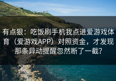 有点狠：吃饭刷手机我点进爱游戏体育（爱游戏APP）对照资金，才发现那条异动提醒忽然断了一截？