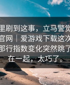 我在群里刷到这事，立马警觉：爱游戏体育官网｜爱游戏下载这次热度更新，和那行指数变化突然跳了一下撞在一起，太巧了。
