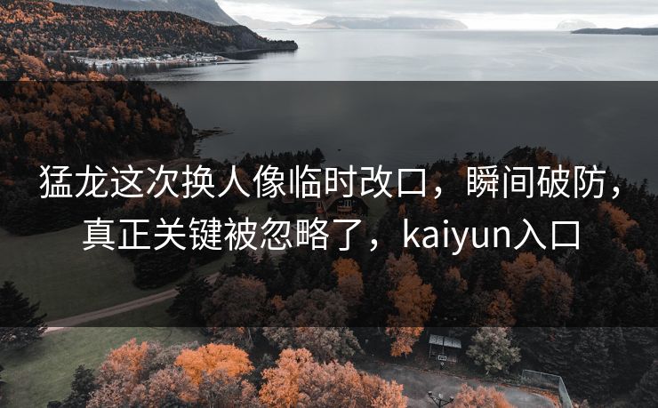 猛龙这次换人像临时改口，瞬间破防，真正关键被忽略了，kaiyun入口